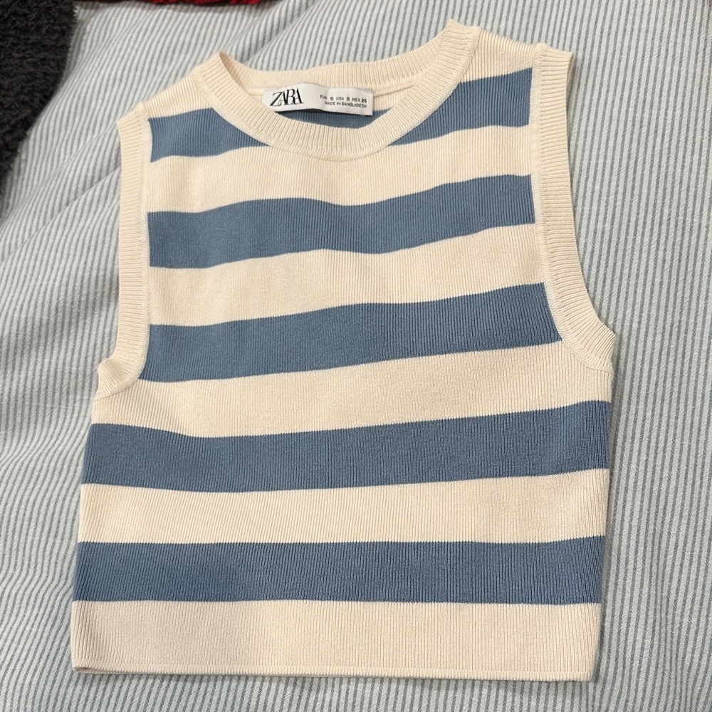 Zara Kids Sleeveless Top with Blue and Cream Stripes